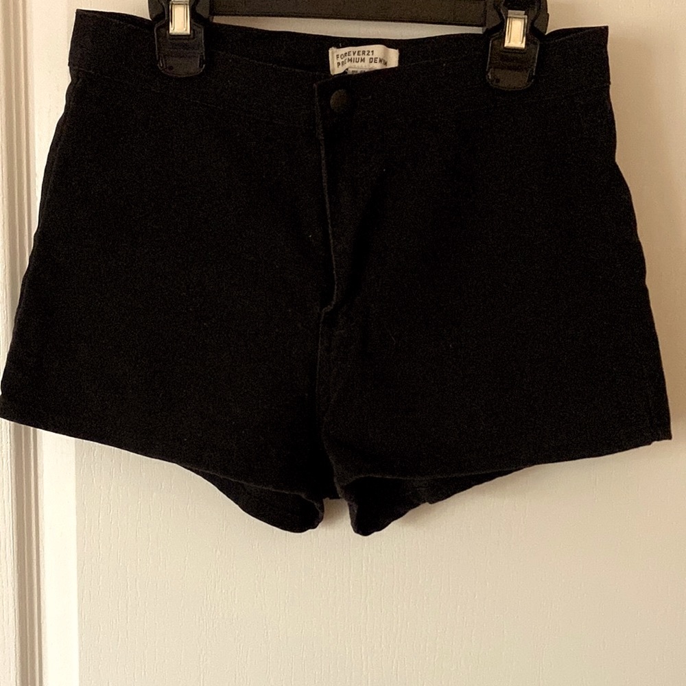Velvet feel, black shorts.